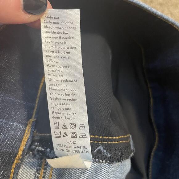 Spanx Jeans Womens Small Blue Distressed Skinny Stretch Pull On Denim Casual - Picture 9 of 12